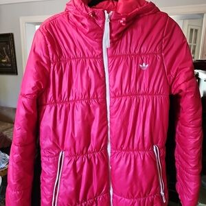 Adidas Pink Puffer Jacket Size Large